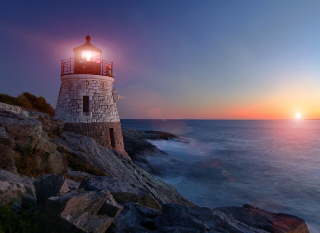 Castle Hill Lighthouse at sunset